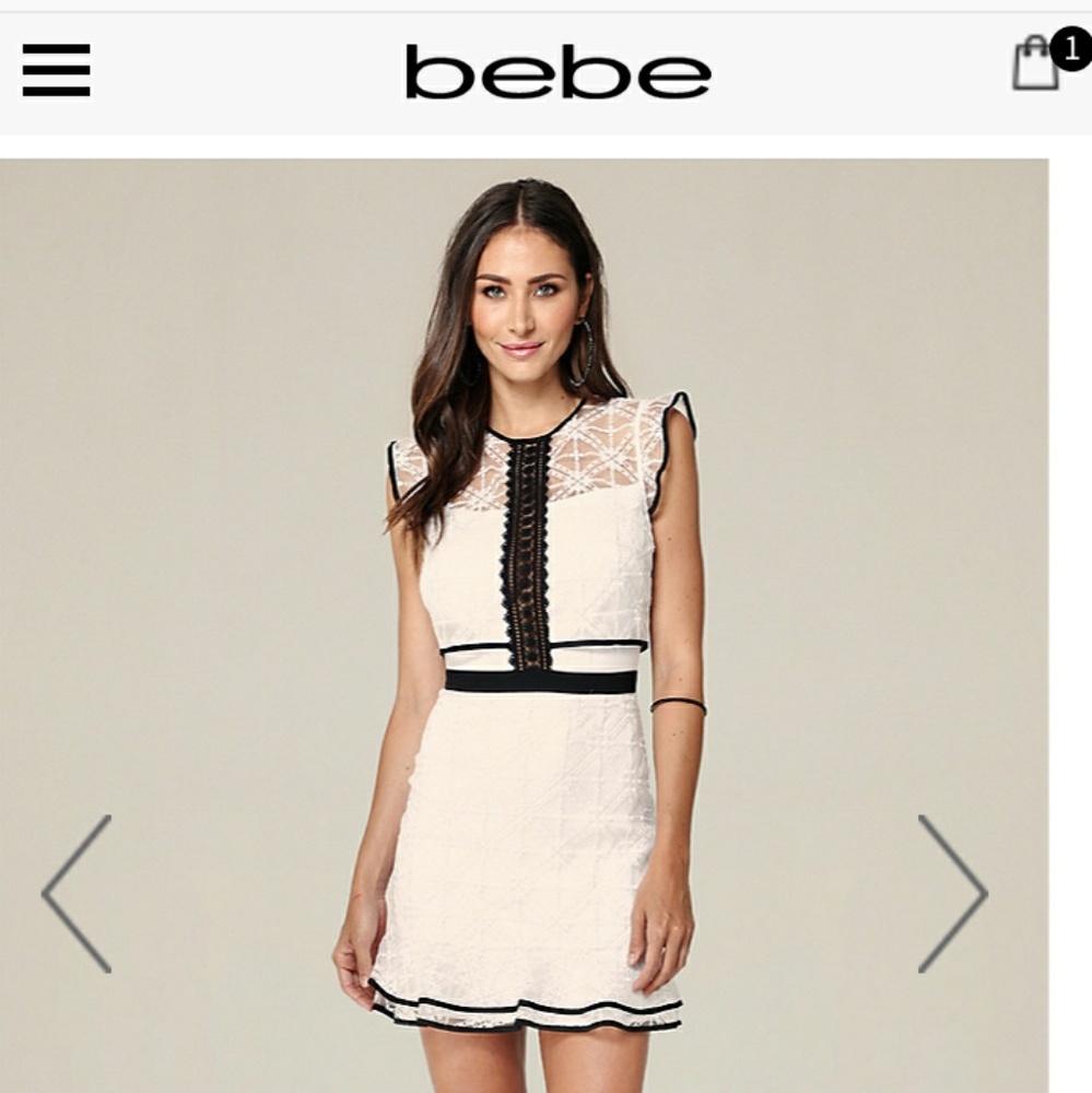 NWT.Bebe cap slv anna day dress